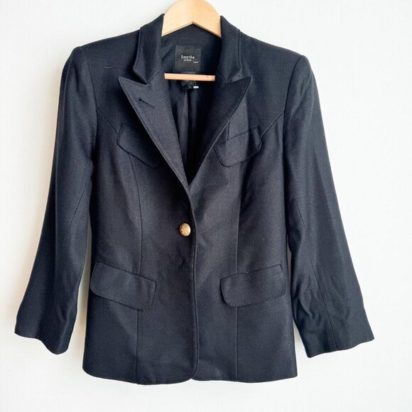 Smythe Black Fitted One button Blazer 6 - Picture 2 of 7